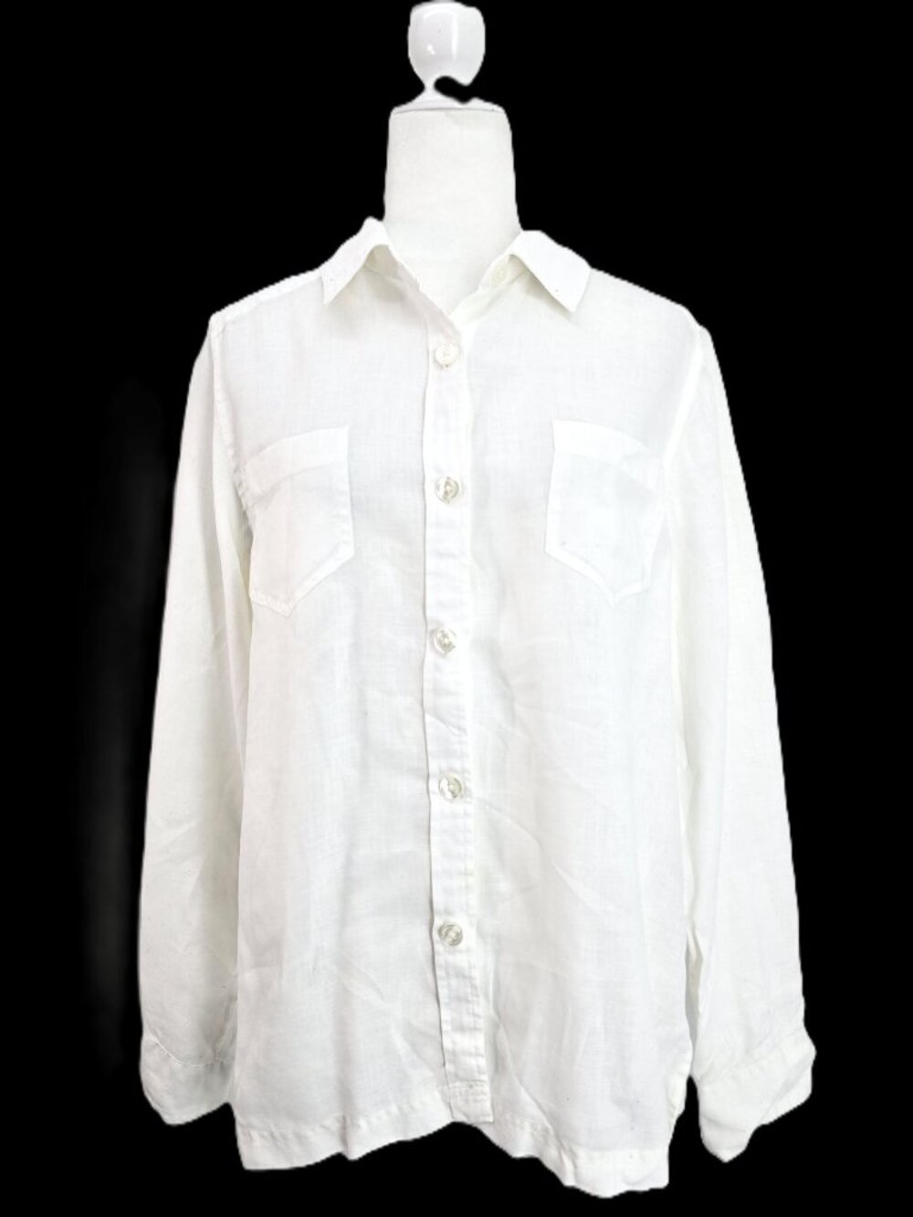 Pendleton Coastal Linen White Button Up Relaxed Fit Shirt Women Size L